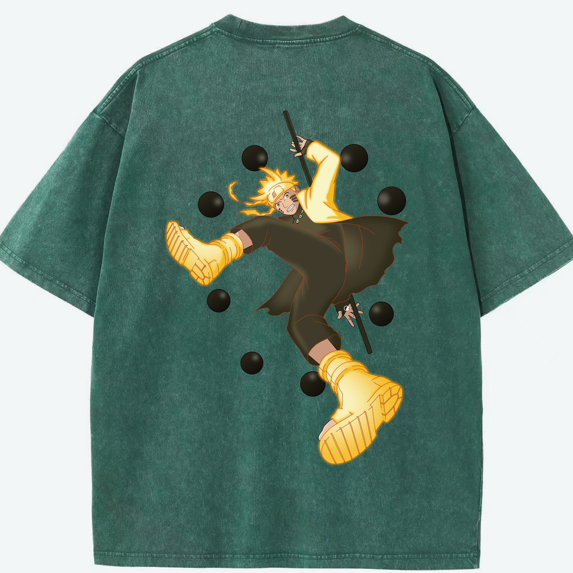 （画像用） NARUTO -ナルト- うずまき ナルト Uzumaki Naruto 綿100% ヴィンテージ風 半袖Tシャツ（背面プリント）